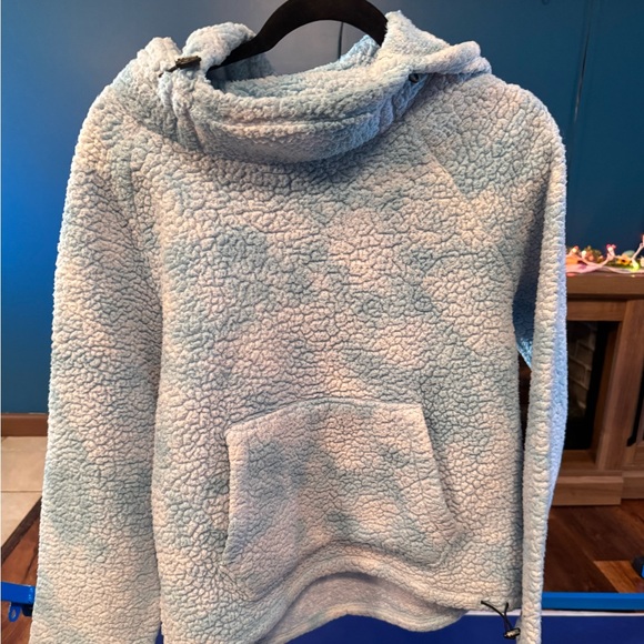 PINK Victoria's Secret Tops - VS Pink Light Blue Sherpa Hoodie